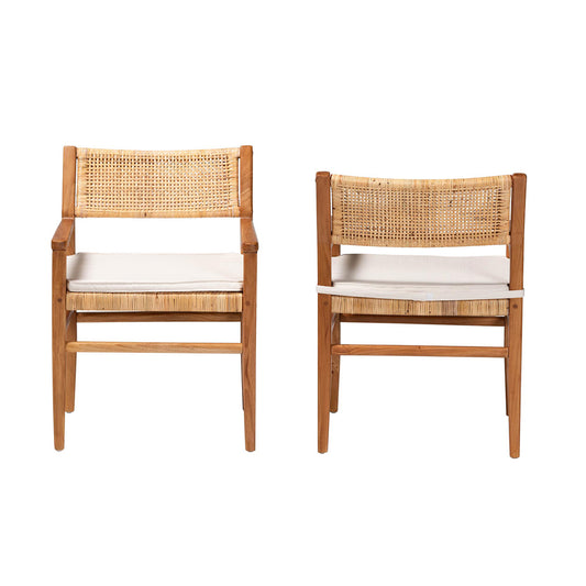 bali & pari - Chatura Set of 2 Dining Chairs in Light Honey/Honey - Chao-Natural/Mahogany-Arm-DC-Cushion-KD-Box view 2