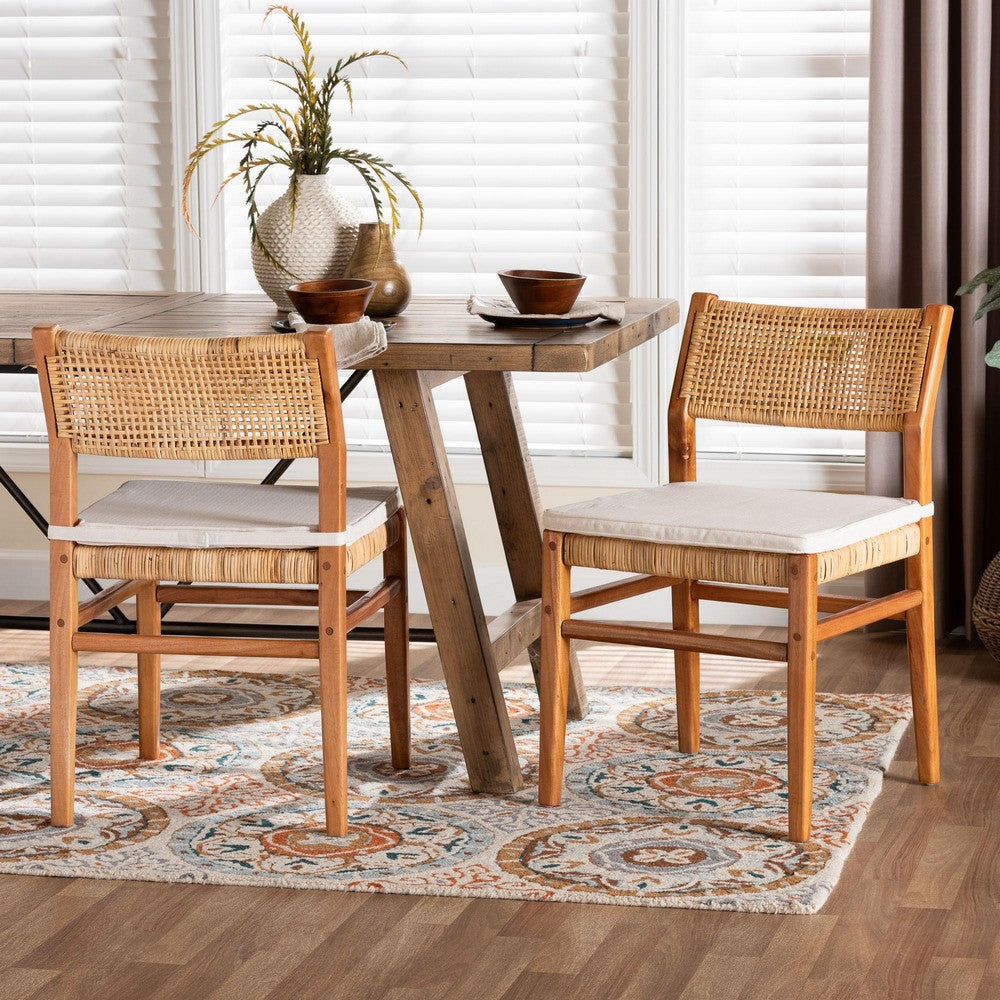 bali & pari - Chatura Set of 2 Dining Chairs in Light Honey/Honey - Chao-Natural/Mahogany-Cushion-DC-KD-Box view 7
