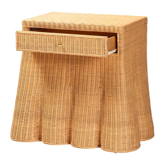 bali & pari - Chica Console Table in Light Honey - Chica-Light Honey Wicker-End Table view 2