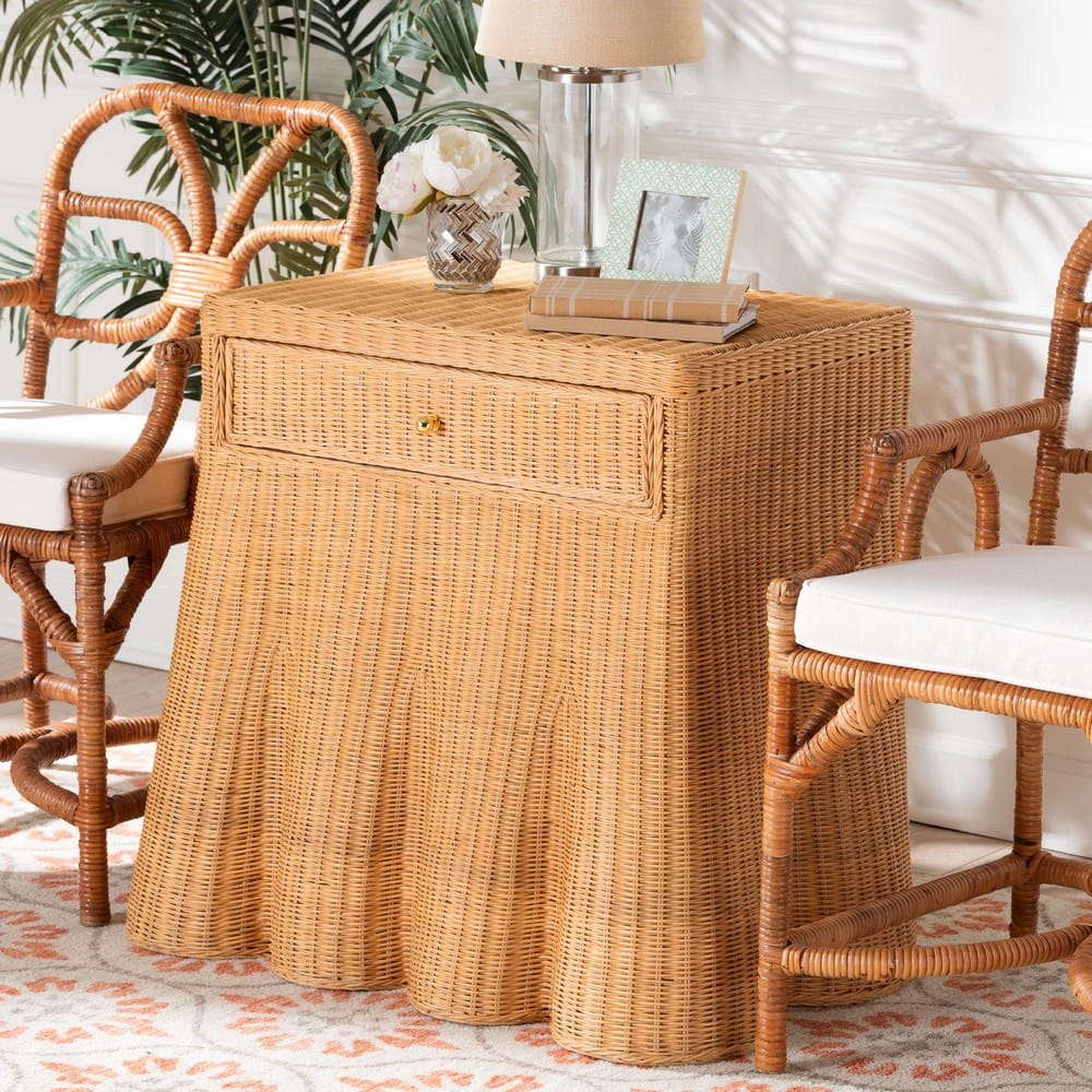 bali & pari - Chica Console Table in Light Honey - Chica-Light Honey Wicker-End Table view 9