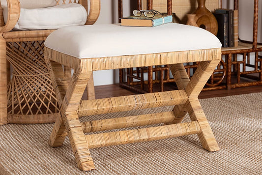 bali & pari - Christy Ottoman - Christy-Light Honey Rattan-Ottoman view 2