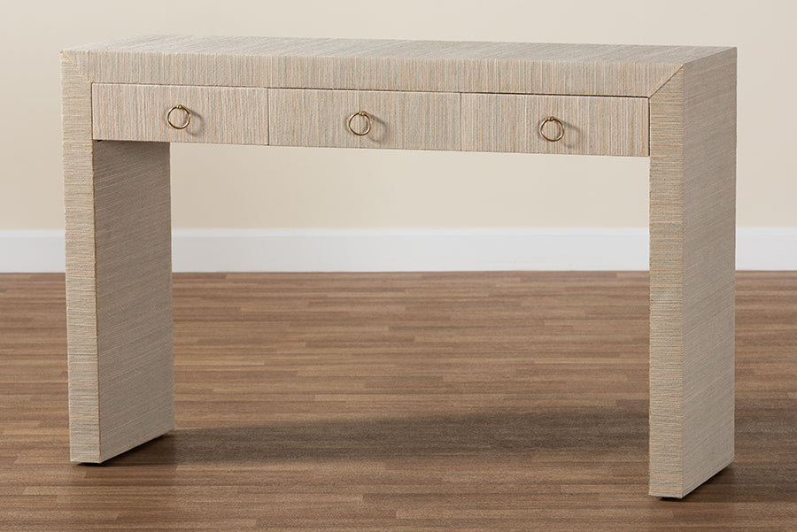 bali & pari - Cielo Console Table in Natural/Gold - Cielo-Natural Woven Grasscloth-Console Table view 10