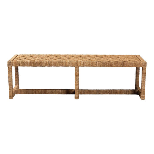 bali & pari - Cipally Bench in Natural - Cipally-SVN088-Mahogany/Seagrass-Bench view 2