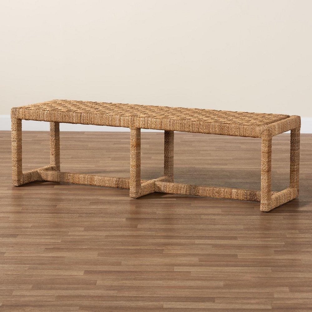 bali & pari - Cipally Bench in Natural - Cipally-SVN088-Mahogany/Seagrass-Bench view 8