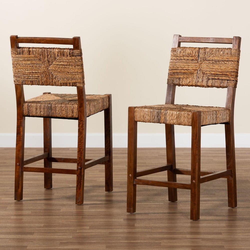 bali & pari - Cordoba Set of 2 Counter Stools in Natural Seagrass/Teak - Luanda-Seagrass-CS view 8