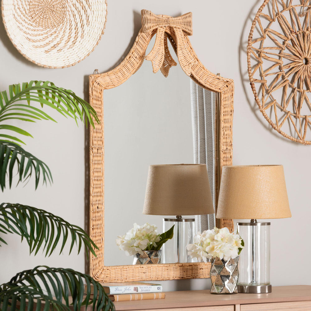 bali & pari - Creusa Mirror in Honey - WS160-Honey Rattan-Mirror view 3