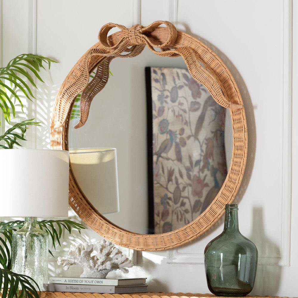 bali & pari - Creusa Mirror in Honey - WS164-Honey Rattan-Mirror view 3