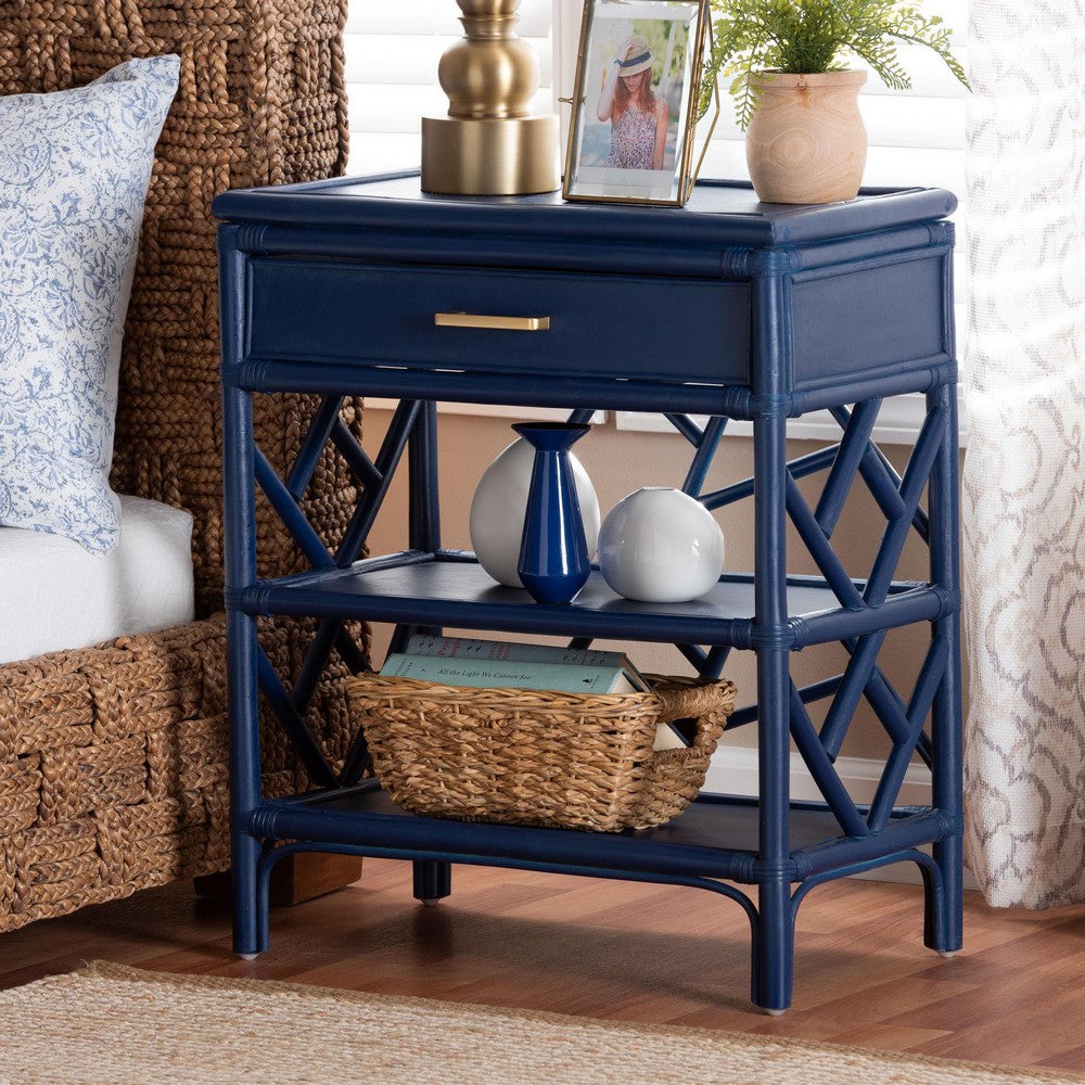 bali & pari - Daina Nightstand in Blue - WS118B-Medium Knob-Royal Blue-Rattan-NS view 9