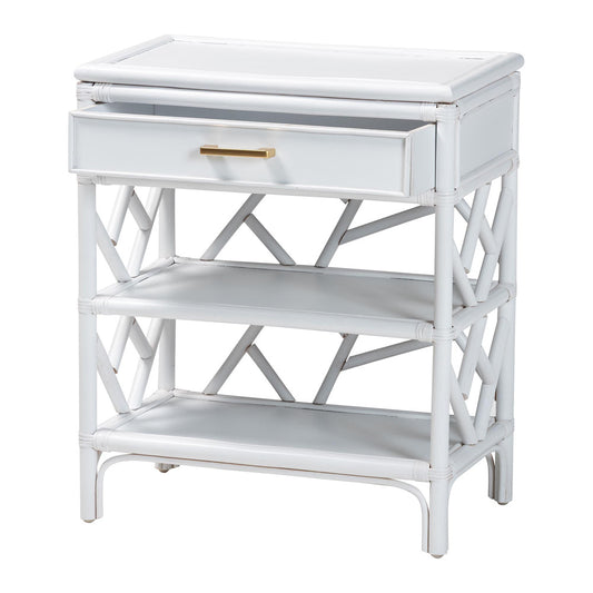 bali & pari - Daina Nightstand in White - WS118B-Medium Knob-White-Rattan-NS view 2