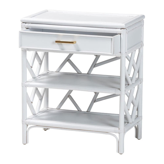 bali & pari - Daina Nightstand in White - WS118B-Medium Knob-White-Rattan-NS view 2