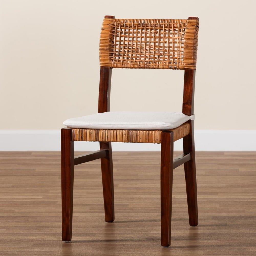 bali & pari - Dameka Dining Chair in Honey/White/Dark Brown - MD-39656 Afzal-Brown/Rattan Honey-DC view 9