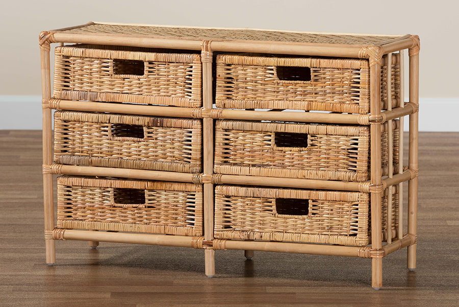 bali & pari - Dariana Storage Cabinet in Natural Brown - RBS018-Rattan-6DW-Cabinet view 10