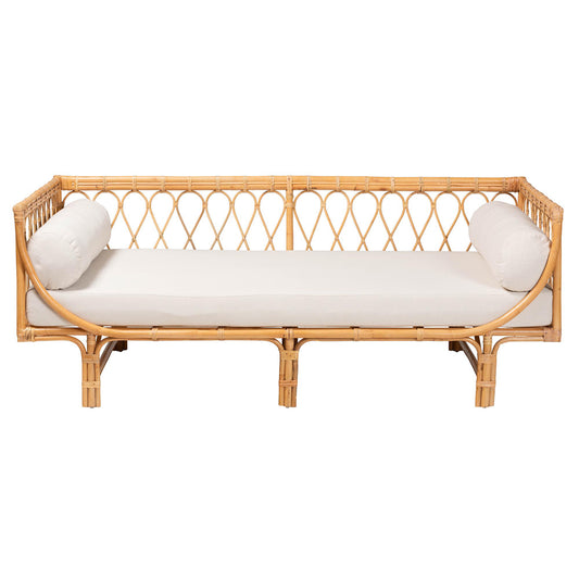 bali & pari - Davida Daybed in White/Natural Brown - DCWH10012-Light Honey Rattan-Aliki Daybed view 2