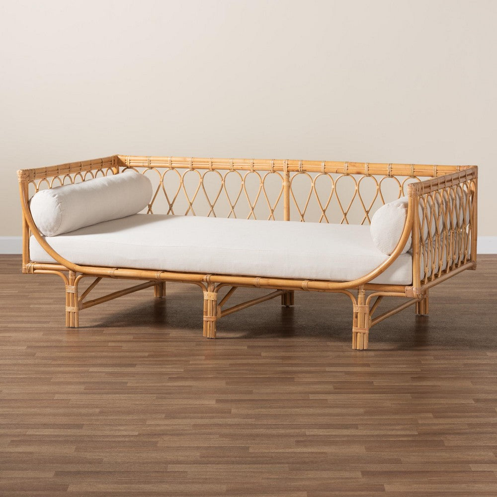 bali & pari - Davida Daybed in White/Natural Brown - DCWH10012-Light Honey Rattan-Aliki Daybed view 8