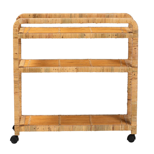 bali & pari - Delphine Cart in Natural Brown - DCWH10013-Maia-Natural Rattan-Cart view 2