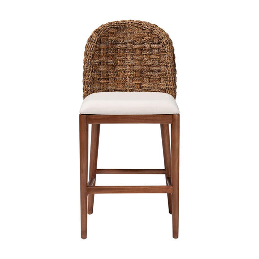 bali & pari - Denver Counter Stool in White/Walnut Brown - Denver-Wood/Banana Leaf-CS view 2