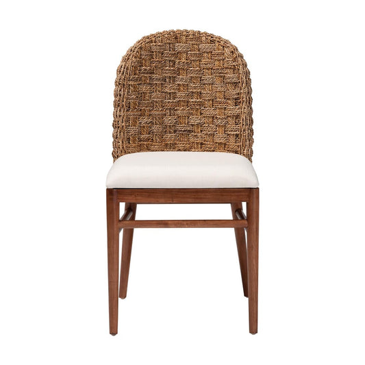 bali & pari - Denver Dining Chair in White/Walnut Brown - Denver-Wood/Banana Leaf-DC view 2