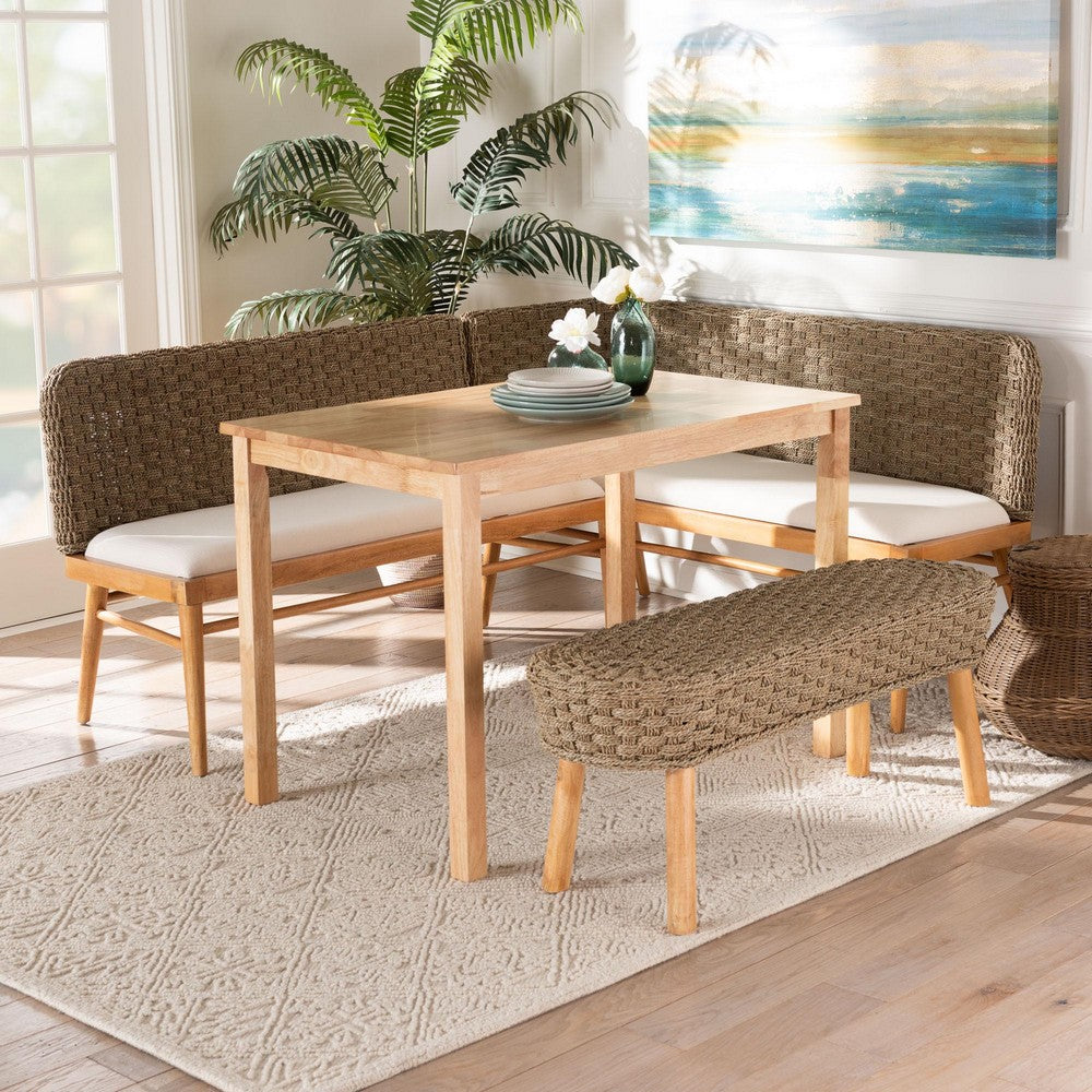 bali & pari - Denver Dining Set in Brown/White/Natural - Denver-Natural Seagrass-4PC Dining Set view 11