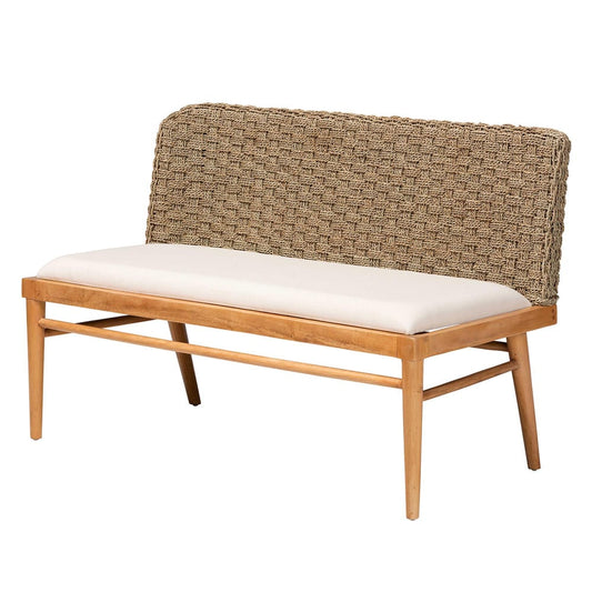 bali & pari - Denver Dining Set in Brown/White/Natural - Denver-Natural Seagrass with backs-2PC Bench Set view 2