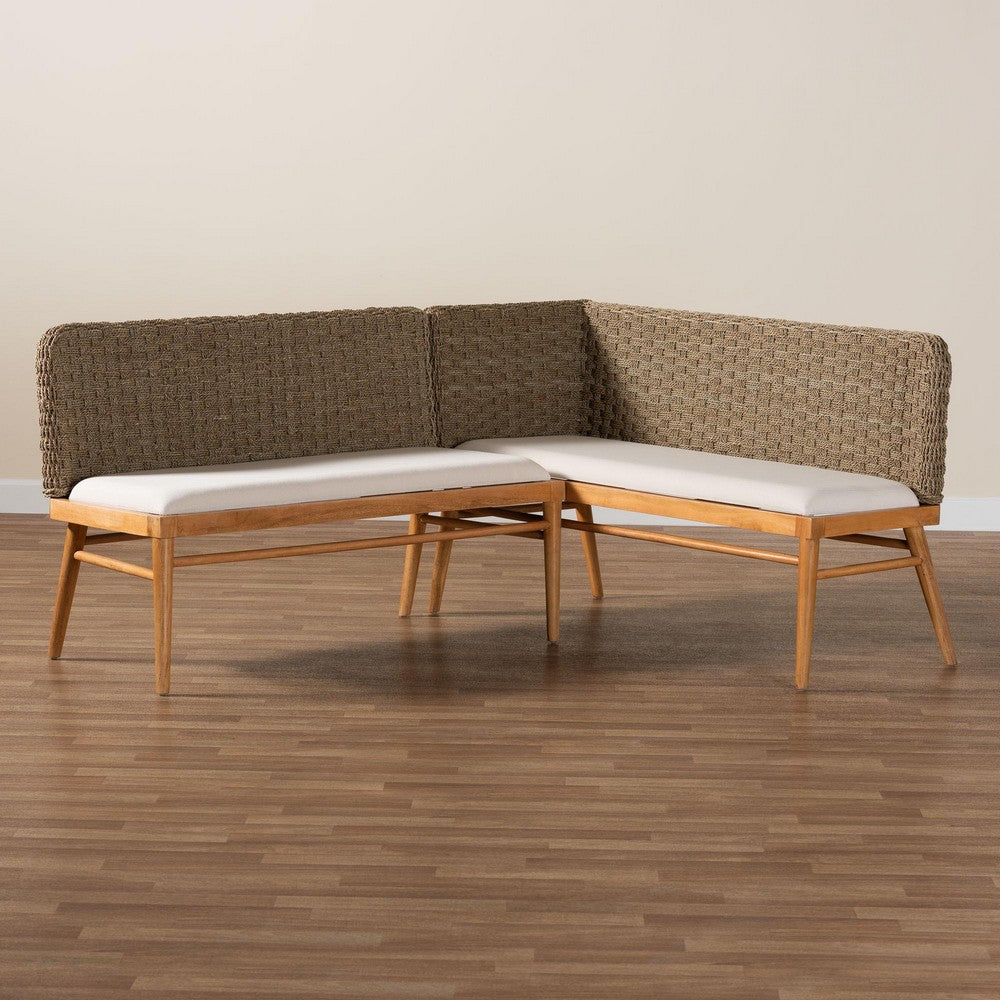 bali & pari - Denver Dining Set in Brown/White/Natural - Denver-Natural Seagrass with backs-2PC Bench Set view 8