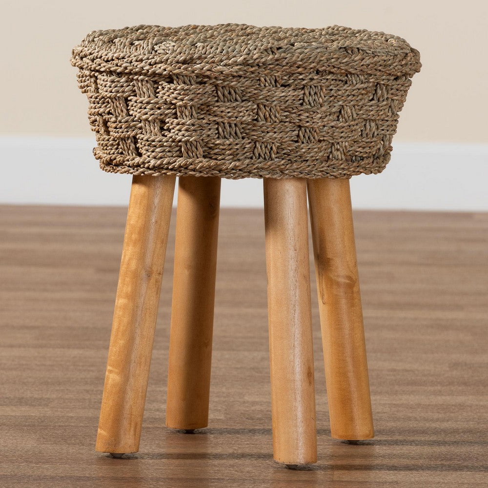 bali & pari - Denver Stool in Light Brown/Natural Brown - Denver-Natural Seagrass-Stool view 7