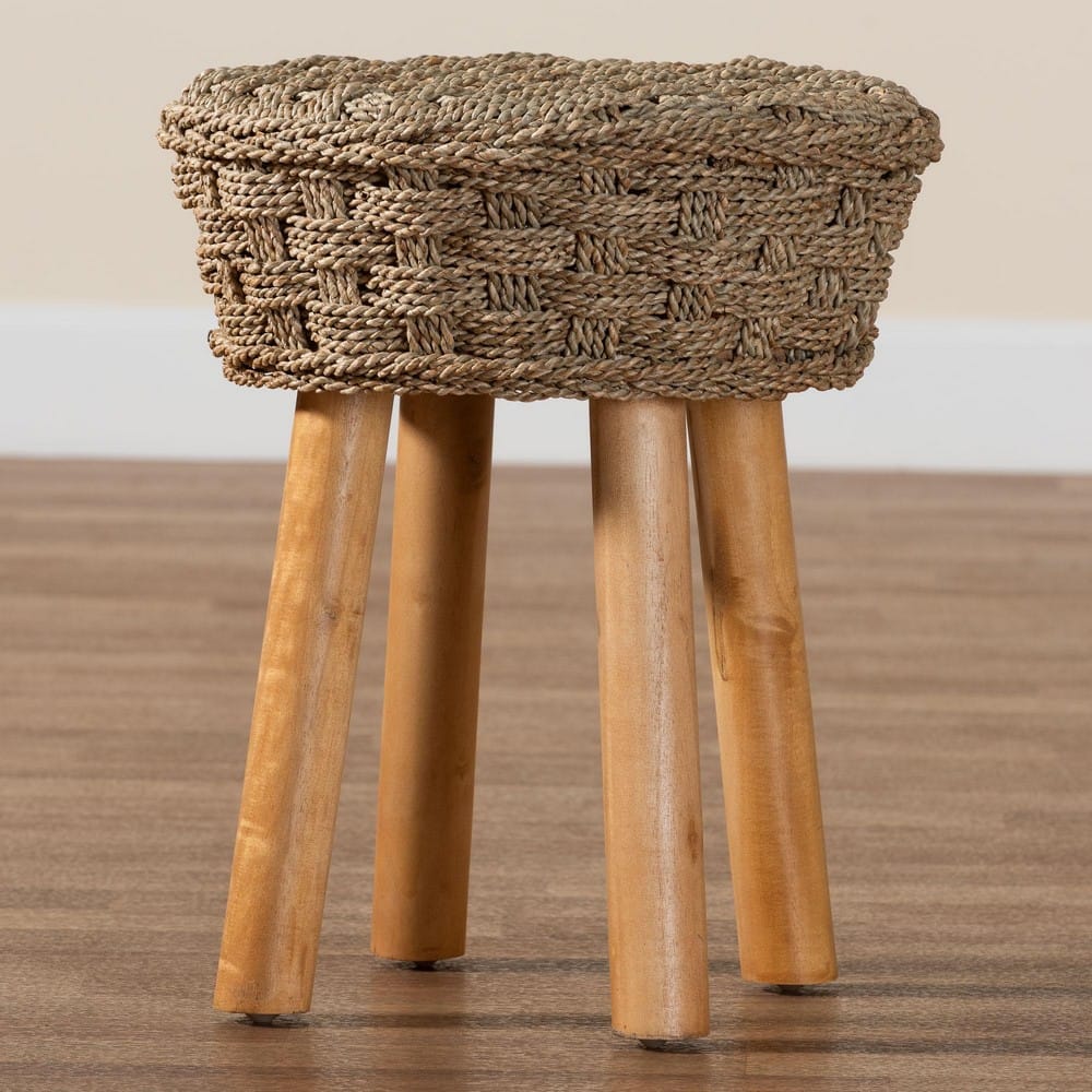 bali & pari - Denver Stool in Light Brown/Natural Brown - Denver-Natural Seagrass-Stool view 7