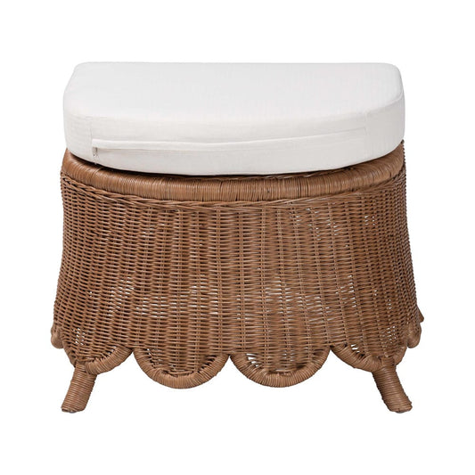 bali & pari - Detta Footstool in Peanut Brown - Detta-Peanut Brown-Rattan-Cushion-Stool view 2