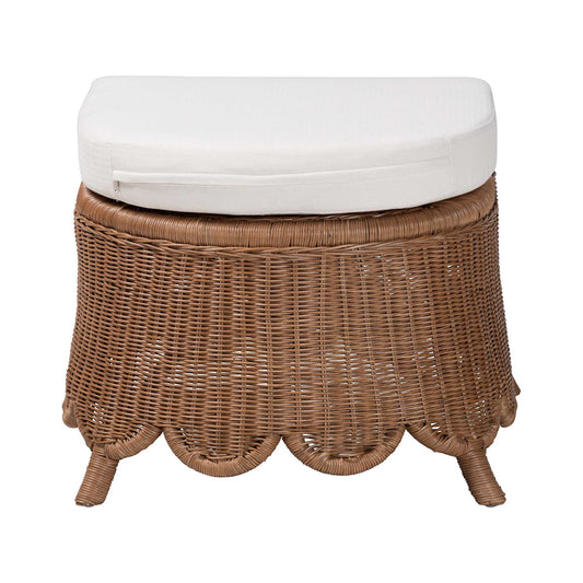 bali & pari - Detta Footstool in Peanut Brown - Detta-Peanut Brown-Rattan-Cushion-Stool view 2