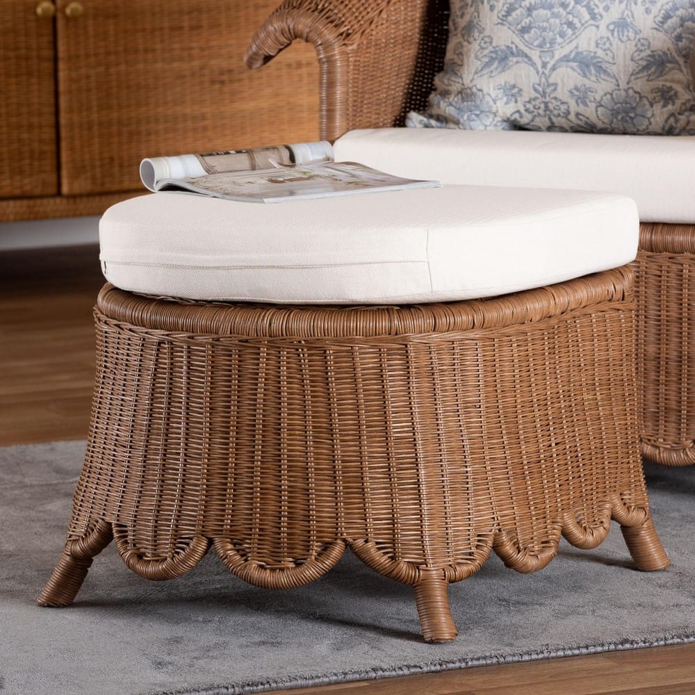 bali & pari - Detta Footstool in Peanut Brown - Detta-Peanut Brown-Rattan-Cushion-Stool view 7