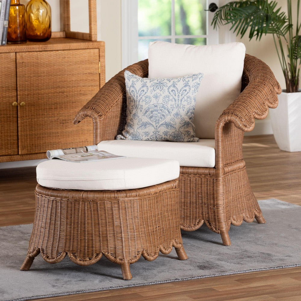 bali & pari - Detta Living Room Set in Peanut Brown - Detta-Peanut Brown-Rattan-2PC Lounge Chair with Stool-Set view 7