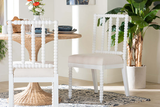 bali & pari - Deya Dining Chair - Deya-White Wooden-DC view 2