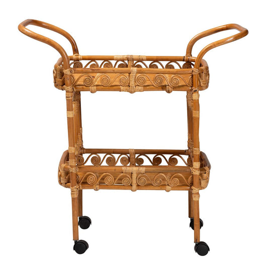 bali & pari - Diwata Kitchen Cart in Natural Brown - DCWH10015-Decore-Natural Rattan-Cart view 2