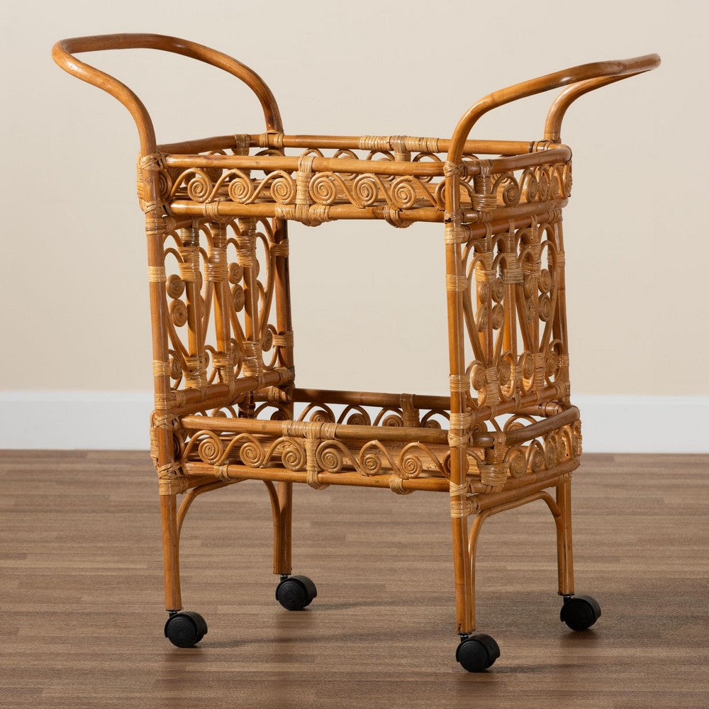 bali & pari - Diwata Kitchen Cart in Natural Brown - DCWH10015-Decore-Natural Rattan-Cart view 8