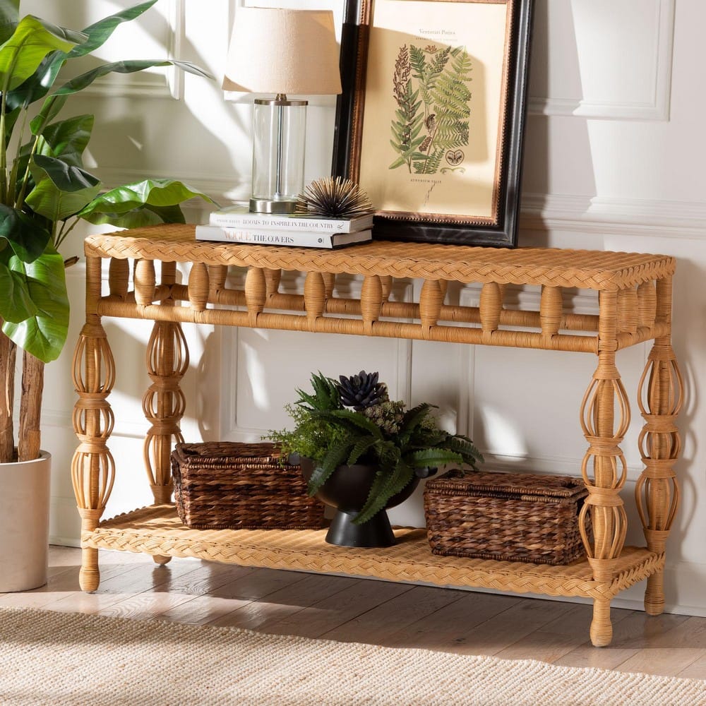 bali & pari - Dolby Console Table in Light Honey - Dolby-Light Honey/Rattan-Console Table view 7