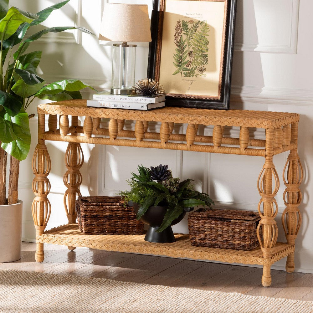 bali & pari - Dolby Console Table in Light Honey - Dolby-Light Honey/Rattan-Console Table view 7