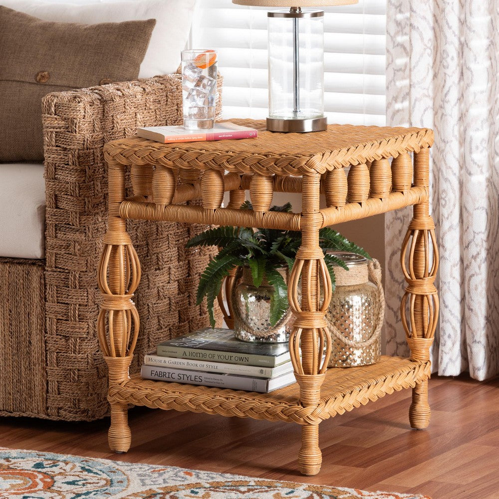 bali & pari - Dolby End Table in Light Honey - Dolby-Light Honey/Rattan-End Table view 7