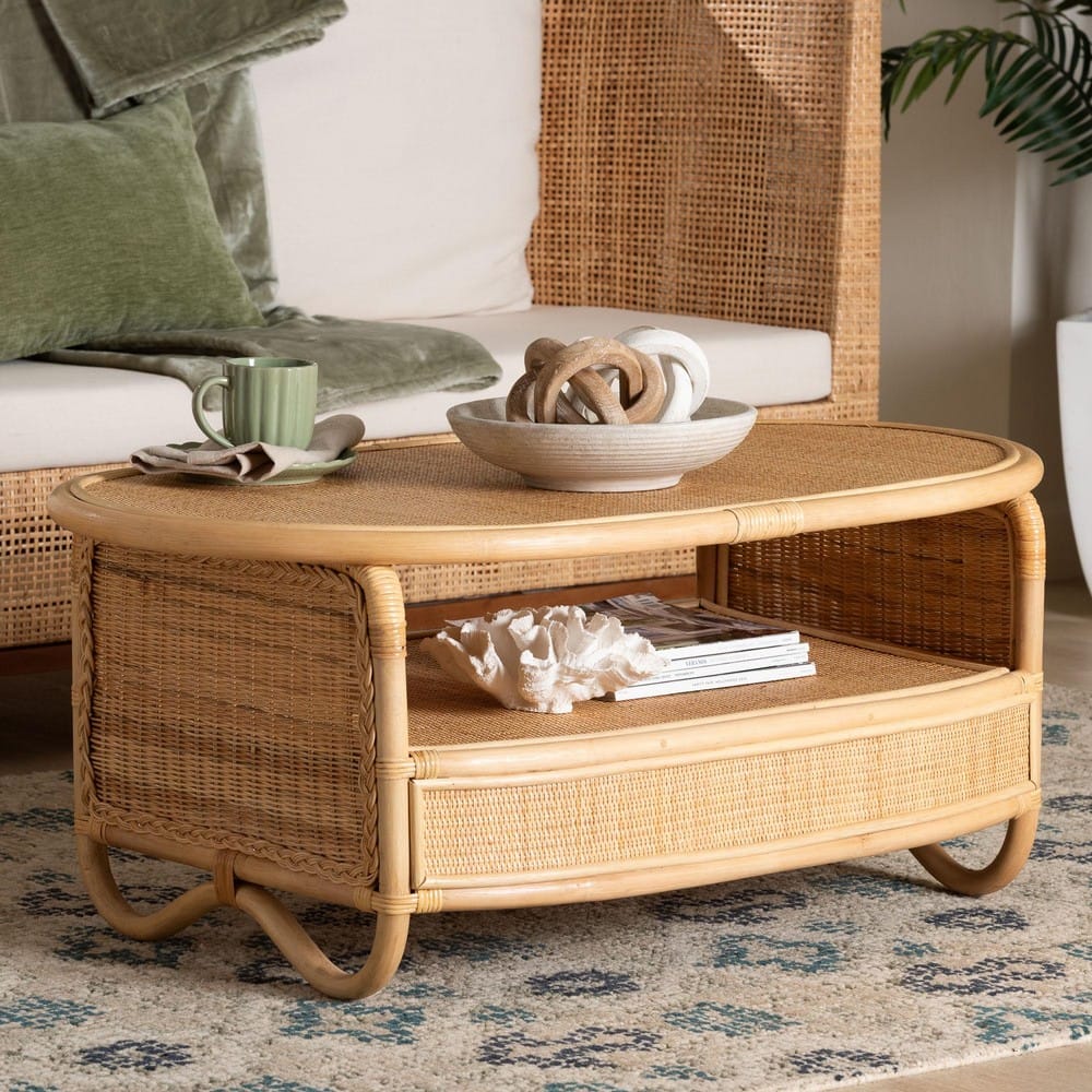 bali & pari - Dyna Coffee Table in Natural - Dyna Oval-Natural Wild-Rattan-CT view 8