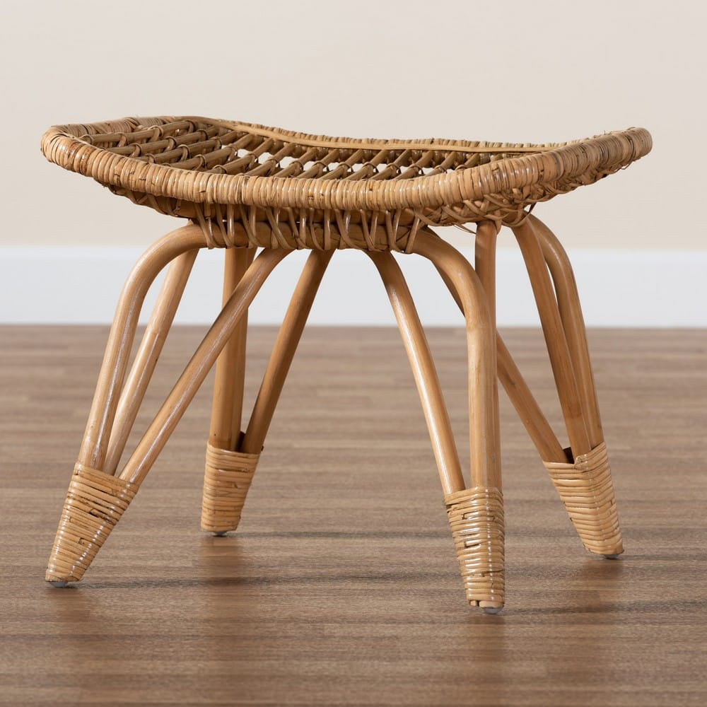 bali & pari - Earvin Footstool in Natural Brown - DC8005-Rattan-Footstool view 7