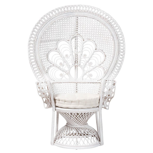 bali & pari - Ediva Chair in White/White - Peacock-001-Rattan-White-AC view 2