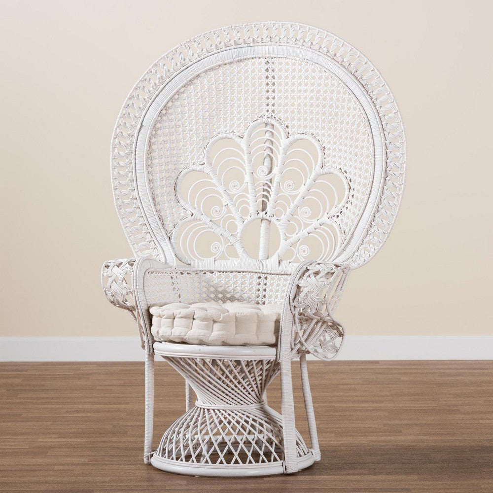 bali & pari - Ediva Chair in White/White - Peacock-001-Rattan-White-AC view 9