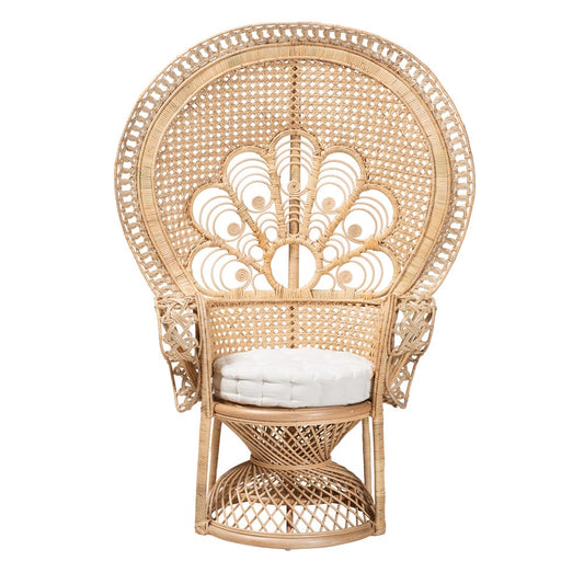 bali & pari - Ediva Peacock Accent Chair in White/Natural Brown - Peacock-001-Rattan-AC view 2