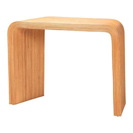 bali & pari - Eilis Console Table in Light Honey - Waterfall Model 2-Light Honey-Rattan-Console Table view 2