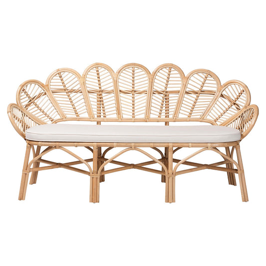 bali & pari - Eliava Bench in Natural Brown - Flower-Natural-Bench view 2