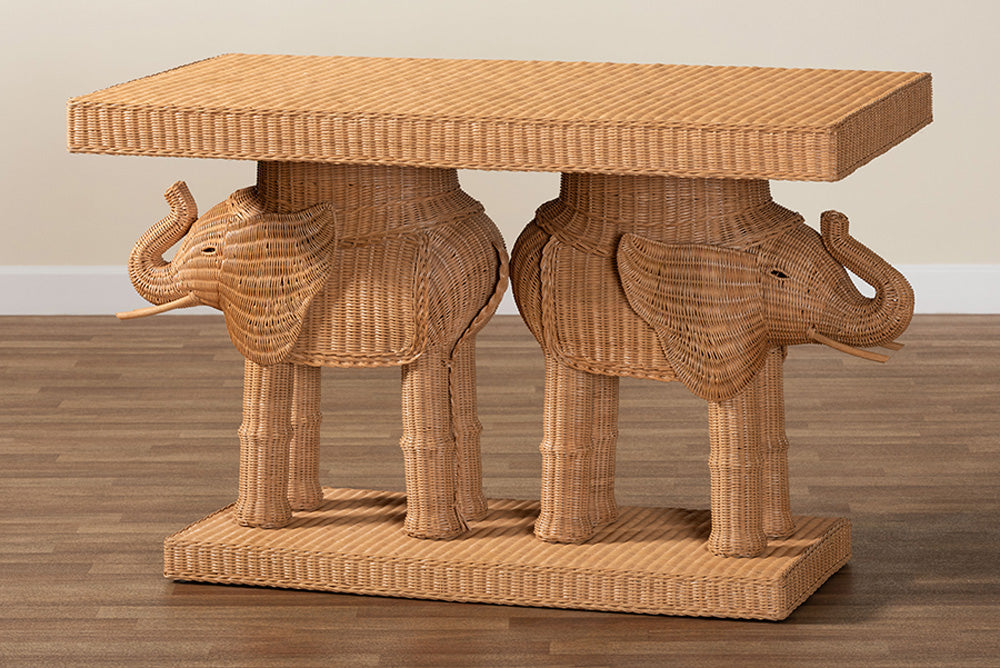bali & pari - Elissa Console Table - Elephant-Light Honey Rattan-Console Table view 8