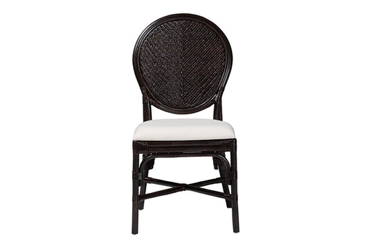 bali & pari - Elmer Dining Chair - Elmer-Coffee Bean Rattan-White Cushion-DC view 2