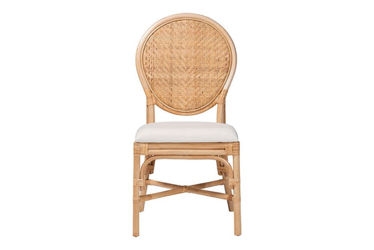 bali & pari - Elmer Dining Chair - Elmer-Natural Rattan-White Cushion-DC view 2
