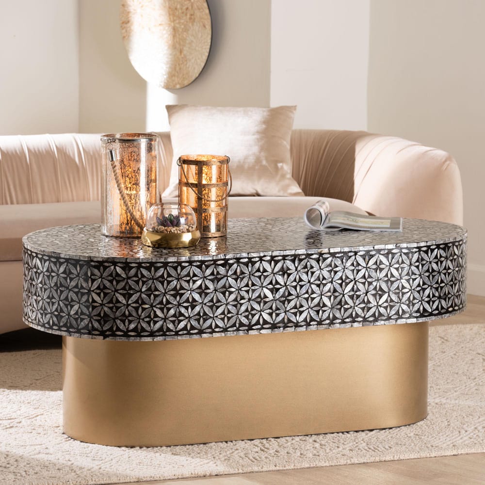 bali & pari - EmeryCoffee Table in Black/Gold - F2508-FT2-Capiz-CT view 7