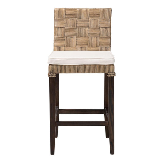 bali & pari - Fatima Counter Stool in Grey Taupe/Black - Flat Oval-Grey/Mahogany-Cushion-CS view 2