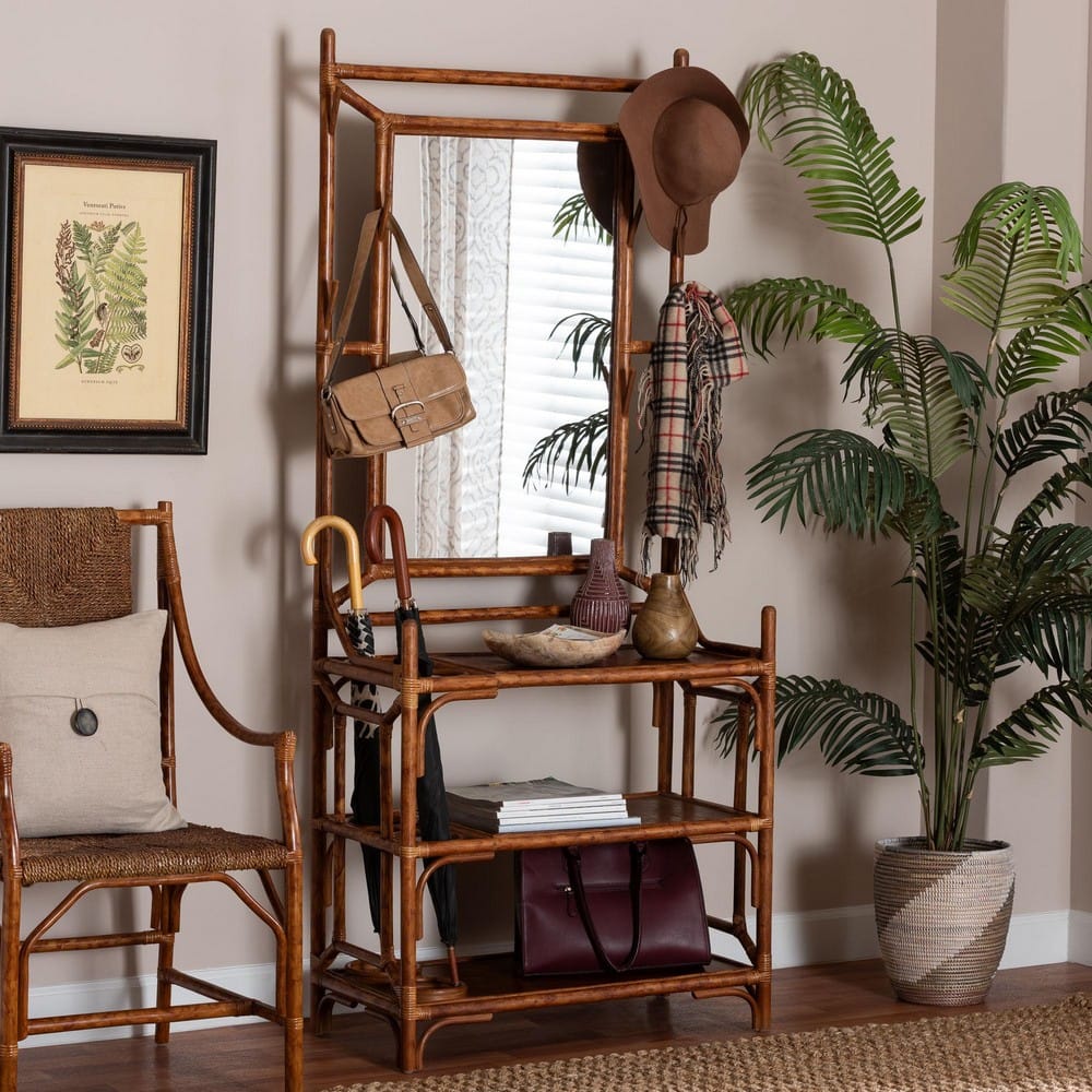 bali & pari - Feyre Hall Tree in Marbled Tortoise Brown - WS200-Tortoise Rattan-Hall Tree view 9