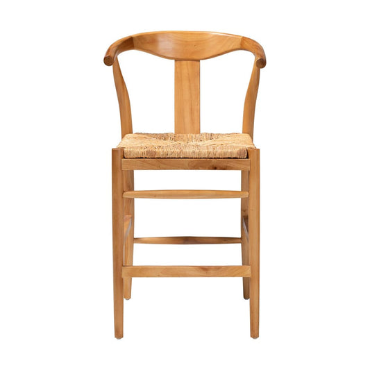bali & pari - Fika Counter Stool in Honey/Natural Brown - Fika-Natural Wood/Abaca White Weaving-CS view 2